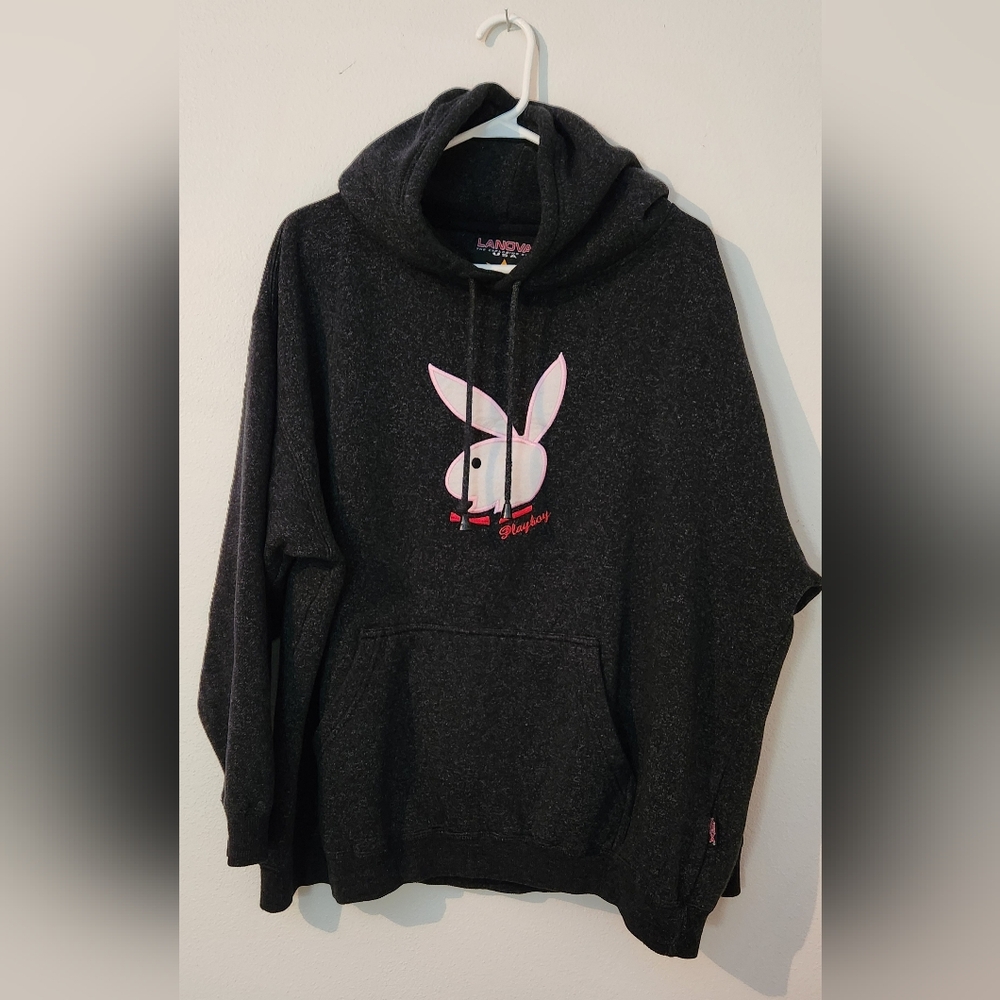 VINTAGE PLAYBOY Oversized Pullover Hoodie Marbled Sweatshirt